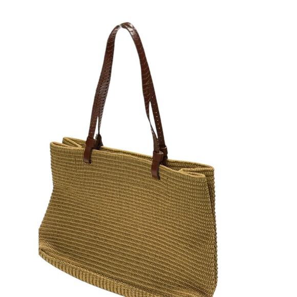 Carmen Raffia Basket Bag Tight weave Leather Straps - Picture 8 of 12